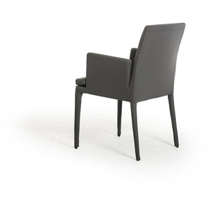 34" Grey Leatherette and Metal Dining Chair