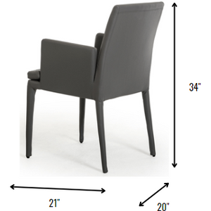 34" Grey Leatherette and Metal Dining Chair