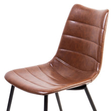 Load image into Gallery viewer, Two 32&quot; Brown Leatherette and Iron Dining Chairs