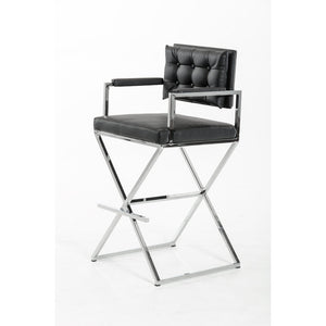 43" Black Leatherette and Steel Bar Stool