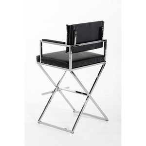 43" Black Leatherette and Steel Bar Stool