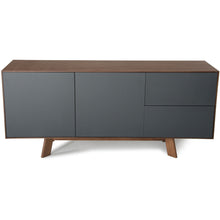 Load image into Gallery viewer, 30&quot; Charcoal Grey and Walnut Veneer MDF and Metal Buffet