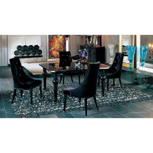Load image into Gallery viewer, Two 40&quot; Black Velour Fabric and Wood Dining Chairs