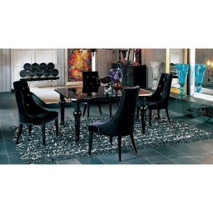 Two 40" Black Velour Fabric and Wood Dining Chairs