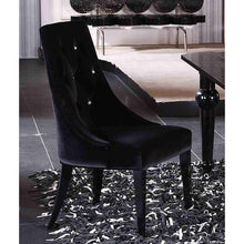 Load image into Gallery viewer, Two 40&quot; Black Velour Fabric and Wood Dining Chairs