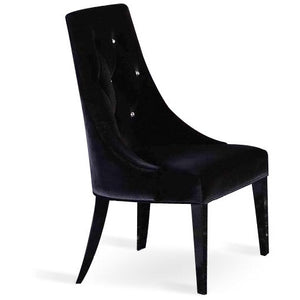 Two 40" Black Velour Fabric and Wood Dining Chairs