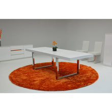 Load image into Gallery viewer, 30&quot; White MDF Extendable Dining Table with Stainless Steel Legs