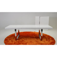 Load image into Gallery viewer, 30&quot; White MDF Extendable Dining Table with Stainless Steel Legs