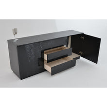 Load image into Gallery viewer, 30&quot; Black Crocodile Lacquer MDF Dining Table with Stainless Steel Legs