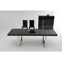 Load image into Gallery viewer, 30&quot; Black Crocodile Lacquer MDF Dining Table with Stainless Steel Legs