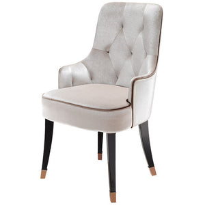 38" White Velvet Fabric Dining Chair