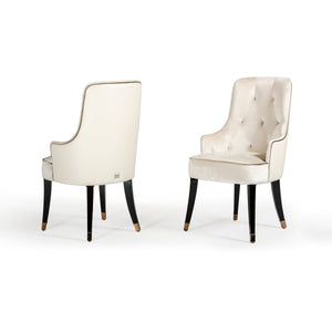 38" White Velvet Fabric Dining Chair