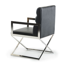 Load image into Gallery viewer, 24&quot; Black Leatherette and Stainless Steel Dining Chair