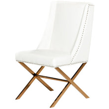 Load image into Gallery viewer, 37&quot; White Leatherette and Rosegold Steel Dining Chair