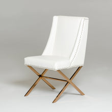 Load image into Gallery viewer, 37&quot; White Leatherette and Rosegold Steel Dining Chair