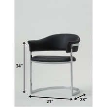 Load image into Gallery viewer, 30&quot; Black Leatherette and Stainless Steel Dining Chair