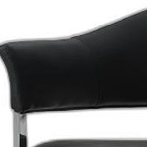 30" Black Leatherette and Stainless Steel Dining Chair