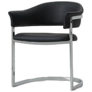 30" Black Leatherette and Stainless Steel Dining Chair