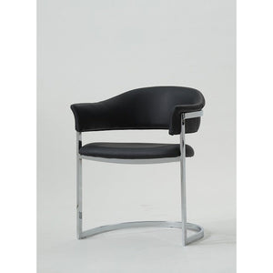 30" Black Leatherette and Stainless Steel Dining Chair