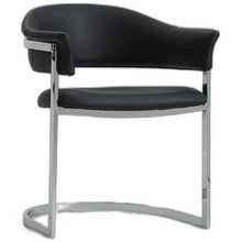 Load image into Gallery viewer, 30&quot; Black Leatherette and Stainless Steel Dining Chair