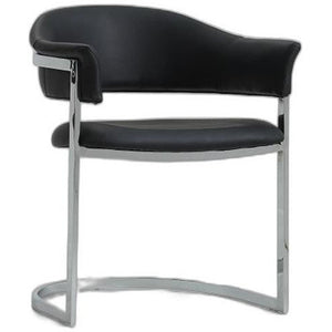 30" Black Leatherette and Stainless Steel Dining Chair