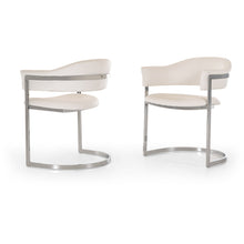 Load image into Gallery viewer, 30&quot; White Leatherette and Stainless Steel Dining Chair