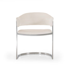 Load image into Gallery viewer, 30&quot; White Leatherette and Stainless Steel Dining Chair