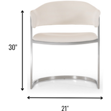 Load image into Gallery viewer, 30&quot; White Leatherette and Stainless Steel Dining Chair