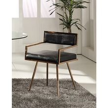 Load image into Gallery viewer, 30&quot; Black Leatherette and Rosegold Stainless Steel Dining Chair