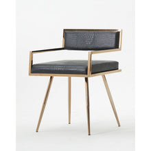 Load image into Gallery viewer, 30&quot; Black Leatherette and Rosegold Stainless Steel Dining Chair
