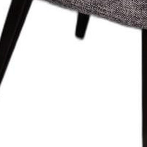 31" Grey Fabric Dining Chair with Wood Legs