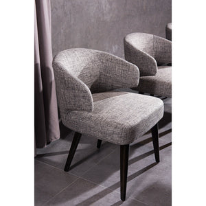 31" Grey Fabric Dining Chair with Wood Legs