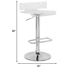 Load image into Gallery viewer, Clear And Chrome Swivel Adjustable Bar Stool