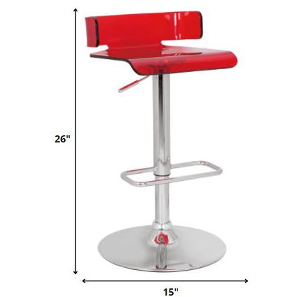 Red Chrome Swivel Adjustable Bar Stool