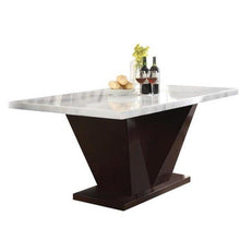 Load image into Gallery viewer, Contemporary White Marble And Walnut Dining Table