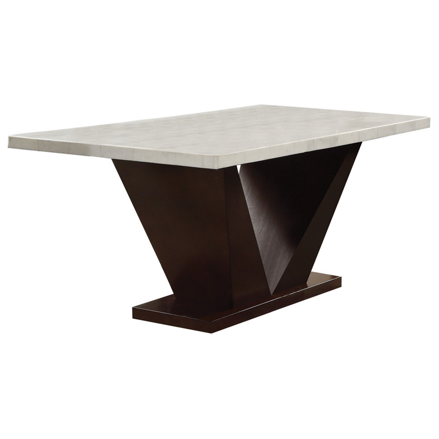 Contemporary White Marble And Walnut Dining Table