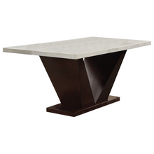 Load image into Gallery viewer, Contemporary White Marble And Walnut Dining Table