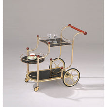 Load image into Gallery viewer, 38&quot; X 21&quot; X 33&quot; Golden Plated And Black Glass Serving Cart