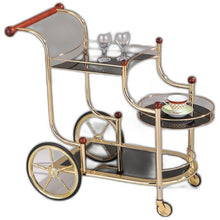 Load image into Gallery viewer, 38&quot; X 21&quot; X 33&quot; Golden Plated And Black Glass Serving Cart