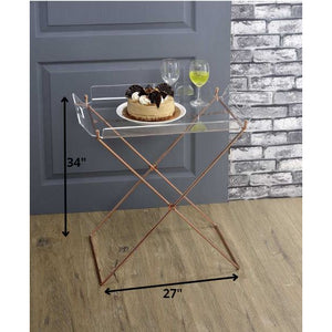 27" X 19" X 34" Clear Glass And Gold Serving Cart