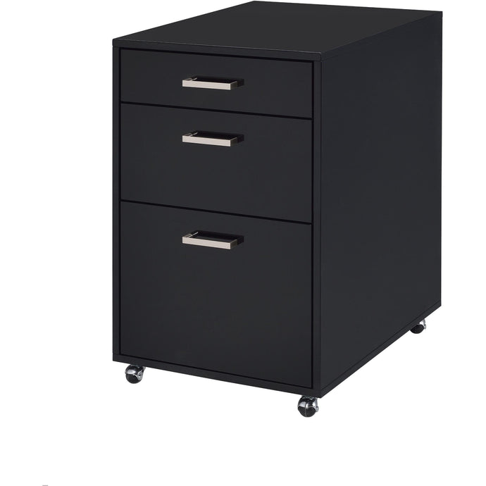 File Cabinet in Black High Gloss and Chrome - Metal Tube, MDF, Poly Ven Black High Gloss and Chrome