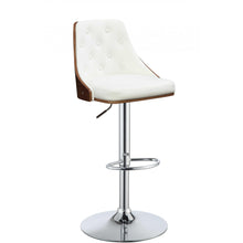 Load image into Gallery viewer, 33&quot; Cream White Faux Leather Adjustable Swivel Bar Stool with Metal Base