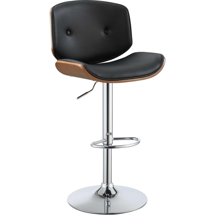 Contemporary Black And Walnut Adjustable Stool