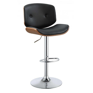 Contemporary Black And Walnut Adjustable Stool