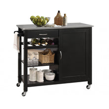 Load image into Gallery viewer, 42&quot; X 18&quot; X 34&quot; Stainless Steel And Black Kitchen Island