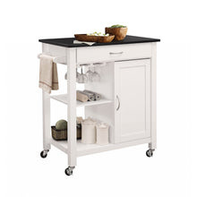 Load image into Gallery viewer, 32&quot; X 19&quot; X 34&quot; Black And White Rubber Wood Kitchen Cart