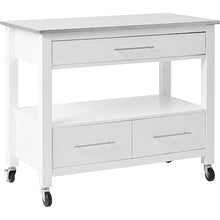 Load image into Gallery viewer, White and Stainless Rolling Kitchen Island or Bar Cart