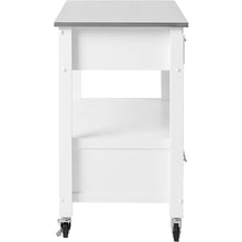 Load image into Gallery viewer, White and Stainless Rolling Kitchen Island or Bar Cart