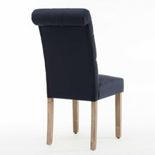 Load image into Gallery viewer, Blue Roll Top Tufted Linen Fabric Modern Dining Chair in a Set of 2