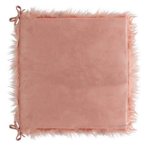 Set of 2 Cozy Mauve Rose Faux Fur Chair Pads